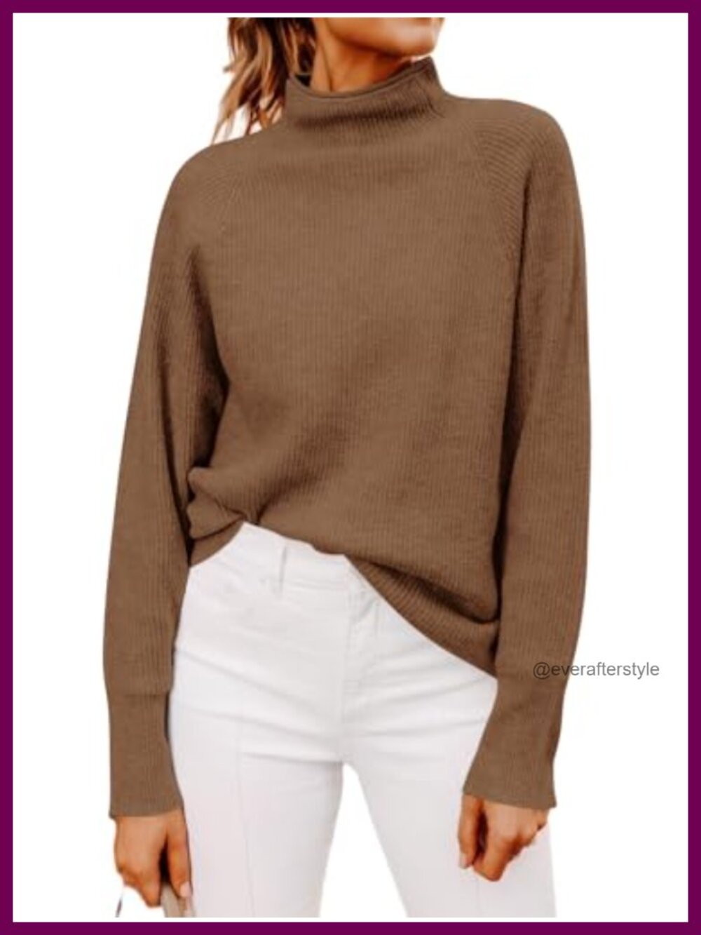 Women's Mock Neck Dolman Long Sleeve Sweater Pullover